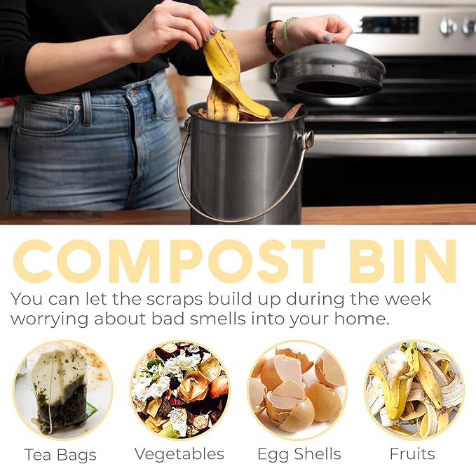 EPICA Countertop Compost Bin Kitchen | 1.3 Gallon | Odorless Composting Bin - Image 7