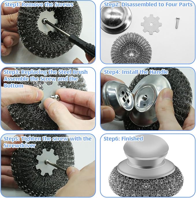 2Pcs Stainless Steel Wool Scrubber Sets, Dish Scrubber - Image 6