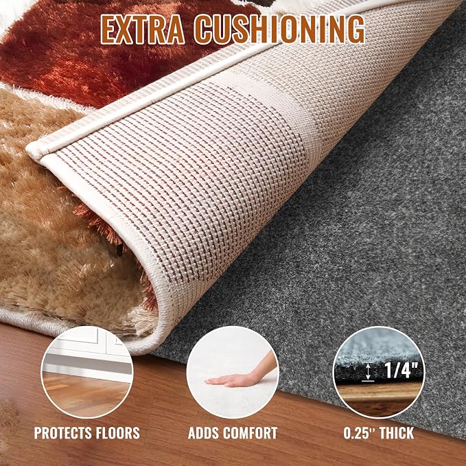 Felt Rug Pad, 10 x 14 Ft Rubber Non-Slip Rug Pad Gripper, Keep Rugs Secure and - Image 2