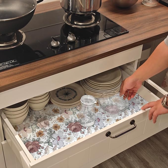 Floral Drawer Shelf Liners, 16IN x 10FT Non Adhesive and Strong Non-Slip - Image 5
