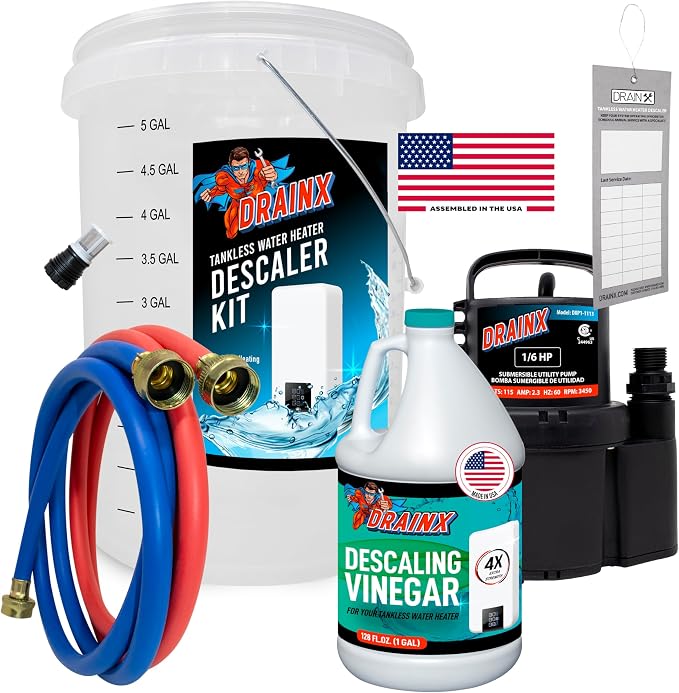 DrainX Tankless Water Heater Flushing Kit Includes Pump, 5-Gallon Bucket by DrainX