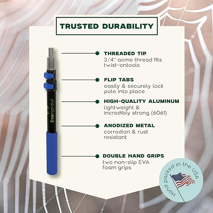 EVERSPROUT Twist-On Cobweb Duster | Indoor & Outdoor use Brush Attachment | - Image 4