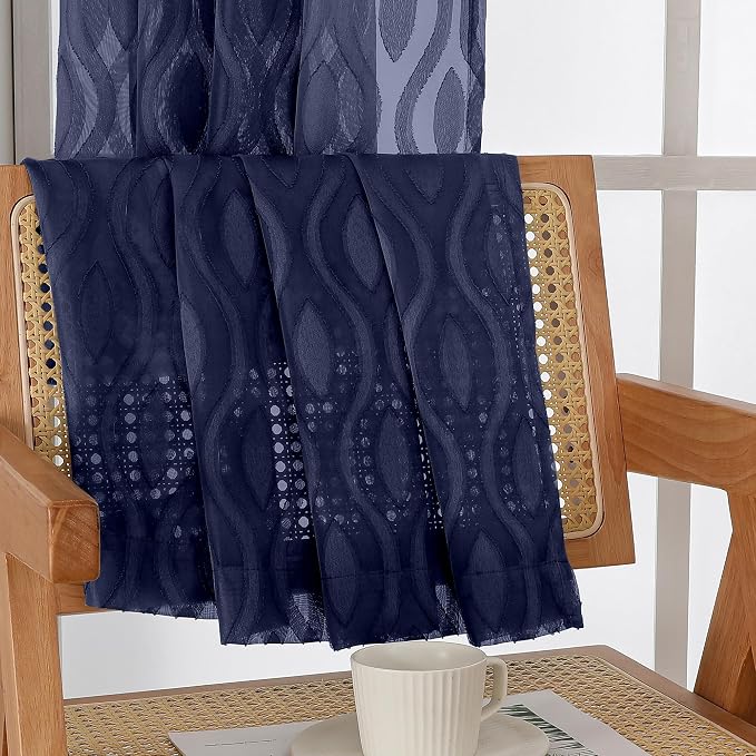 Aiyufeng Blue Sheer Curtains 63 Inch Length 2 Panels Set, Airy Light Filtering - Image 9