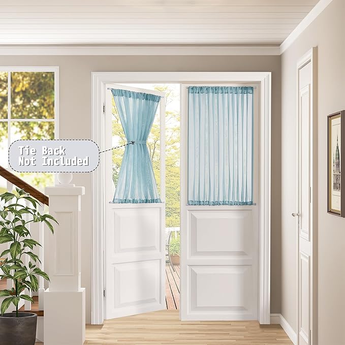Tollpiz Small Sheer Door Curtain Closet Linen Textured Curtain Sheers Doorway - Image 2