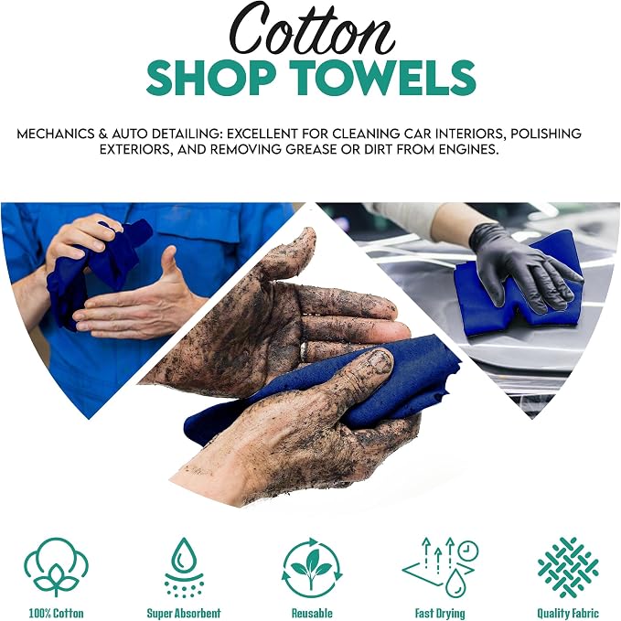 ZUPERIA Cotton Shop Towel – Multipurpose Cleaning Cloths Reusable Shop Rags - Image 5