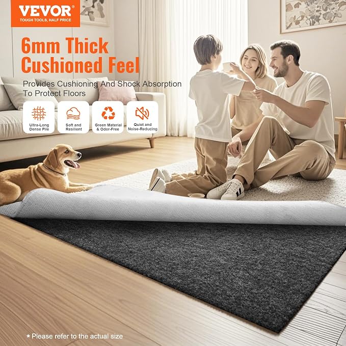 VEVOR - Slip-Resistant Rug Pad - Protective Cushioning Carpet Pad - 5' x 8' - - Image 2