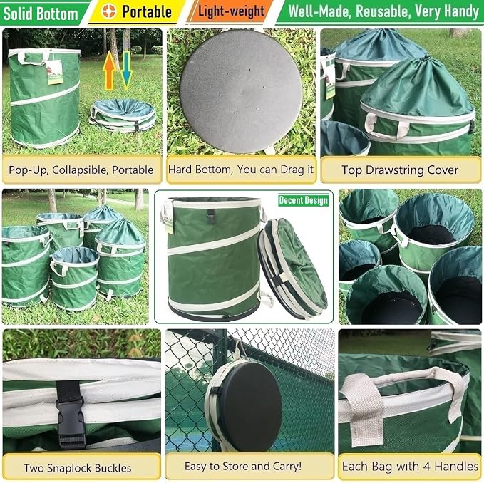 24-Gallon Collapsible Trash Can Hard-Shell Bottom Yard Garden Bag - Image 4