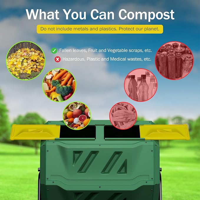 43 Gallon Outdoor Dual Chamber Tumbling Composter - Image 5
