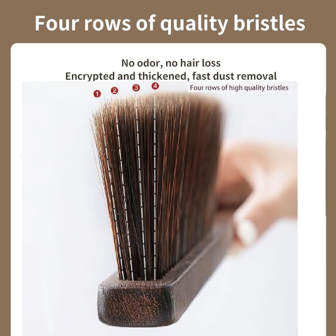 Hand Broom Brush, Dust Brush for Cleaning, Wood Block Hand Brush, Soft Bristle - Image 3