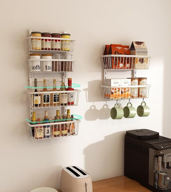 White 12 Inch Wide Narrow Over The Door Pantry Organizer, Pantry Organization - Image 5