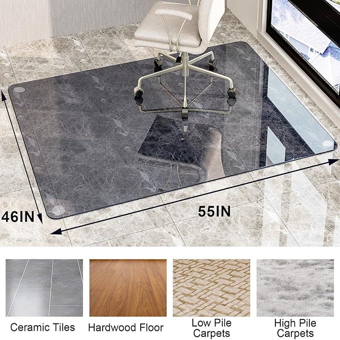 GLSLAND 46" × 55" Chair Mat – Durable Office Chair Mat on Carpet - Image 7