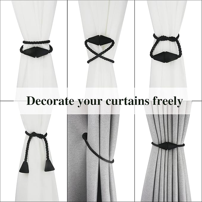 6 Pack Magnetic Curtain Tiebacks Rope Modern Handmade Curtain Tie Backs - Image 5