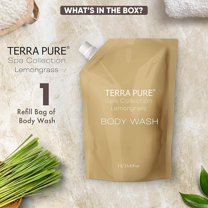 Terra Pure Spa Collection 1 Liter Body Wash Refill Bag - Image 5