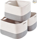 Storage Baskets for Organizing Shelves, Woven Cotton Rope Bins for Baby Nursery by ICERZCZ