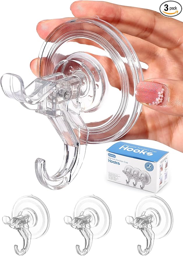 Antimbee 3 Pack Suction Cup Hooks, Removable Small Suction Cups by Antimbee