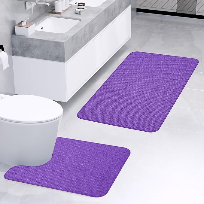 Bathroom Rugs Set 2 Pieces, Thin Bathroom Mats, Toilet Rugs, Quick Dry - Image 2