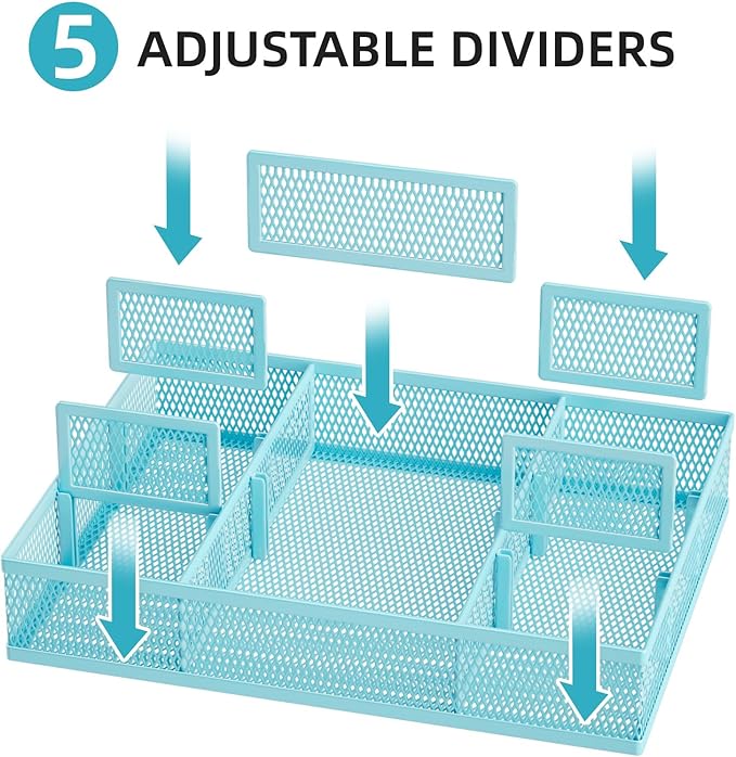 Marbrasse 2 Pack Desk Drawer Organizer, Mesh Drawer Organizer Tray - Image 2