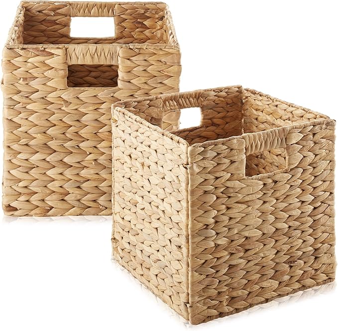 Casafield 10.5" x 10.5" Water Hyacinth Storage Baskets, Natural by Casafield