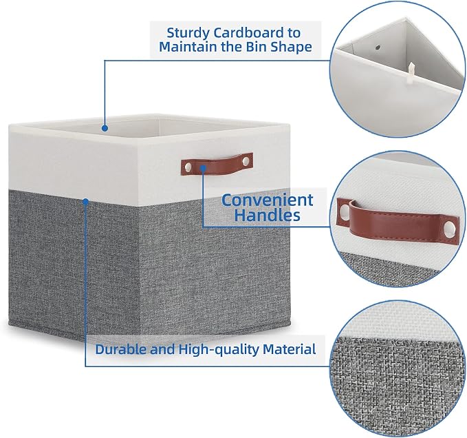 Temary 13x13 Storage Cubes 4 Pack Fabric Cube Storage Bins Large Storage Baskets - Image 3