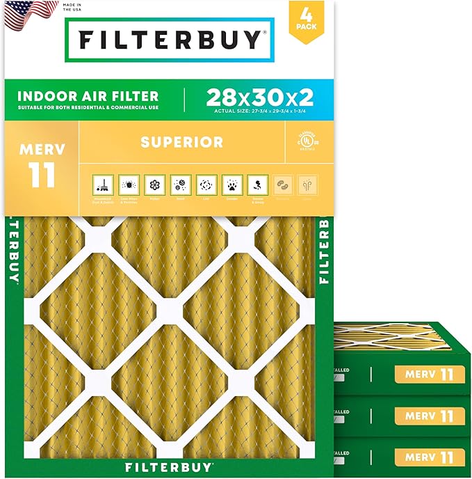 Filterbuy 28x30x2 Air Filter MERV 11 Allergen Defense Replacement, by Filterbuy
