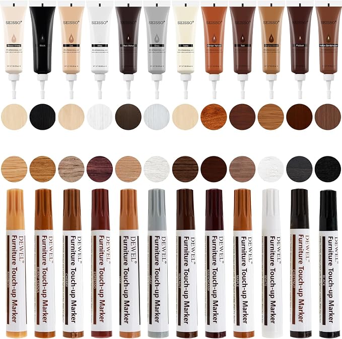 SEISSO Wood Furniture Repair Kit, Wood Filler and Touch Up Markers, by SEISSO