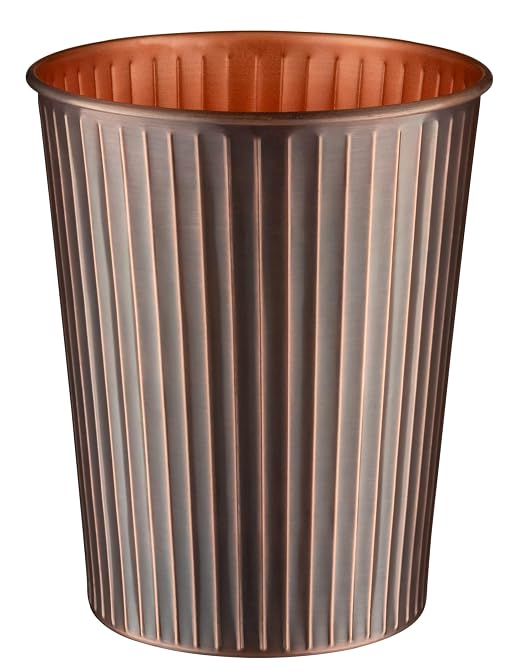 Monarch Abode Antique Copper Handcrafted Ridge Embossed Metal Wastebasket by MonarchAbode