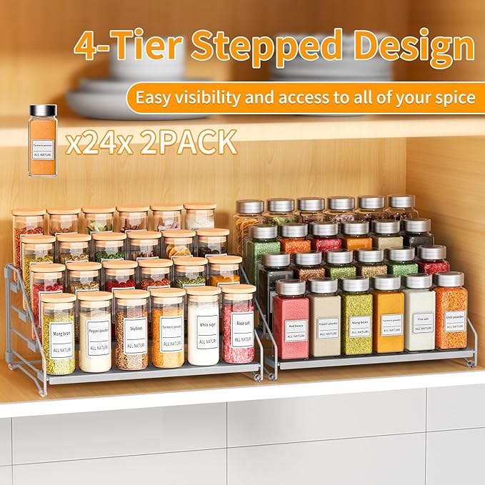 RCHYFEED 4 Tier Spice Rack Organizer, Spice Organization - Image 3