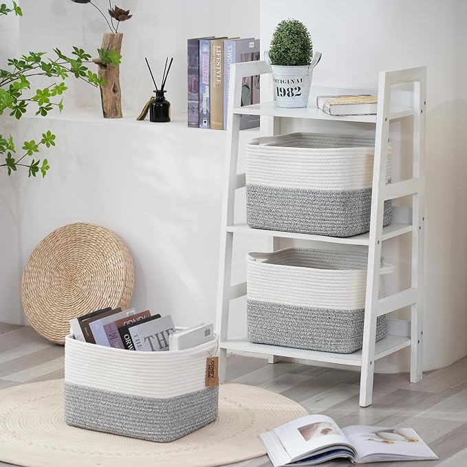 COMFY-HOMI 3-Pack Cotton Rope Woven Basket - Image 5