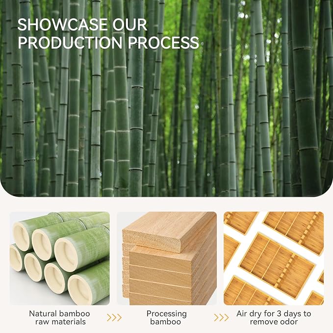 Yofidra Pure Bamboo Silverware Drawer Organizer: 16.53" Lx10 Wx1.93 H Large - Image 4
