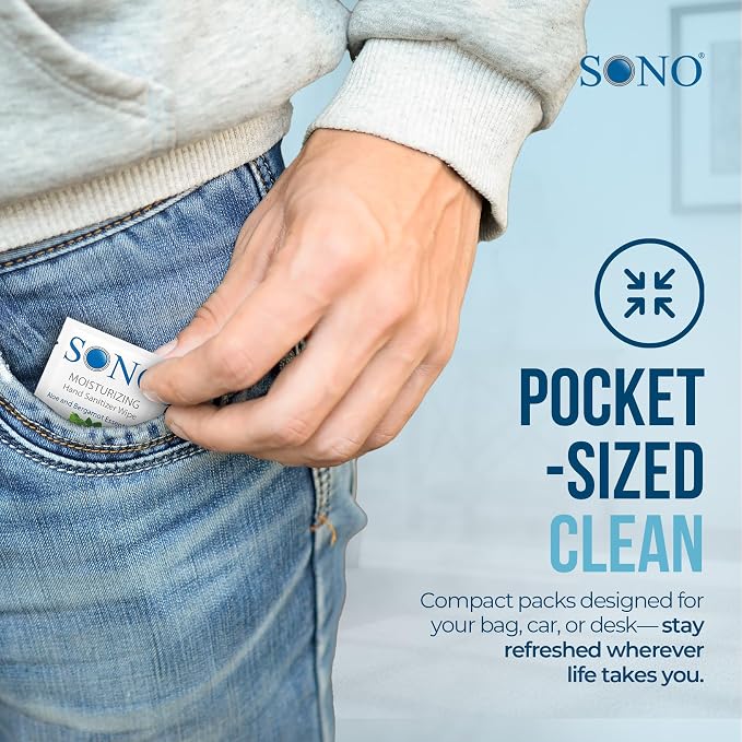 SONO Bergamot & Aloe Moisturizing Hand Sanitizer Wipes - Image 3