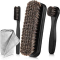 4 Pcs Horsehair Shine Shoes Brush Kit Polish Dauber Applicators Cleaning by ZJoey