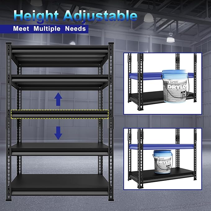 Adjustable Garage Storage Shelves, Metal Industrial Utility Shelf - Image 6