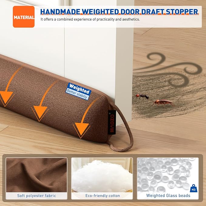 MAGZO Door Draft Stopper, 32 Inch Under Door Draft Blocker Noise Stopper - Image 3