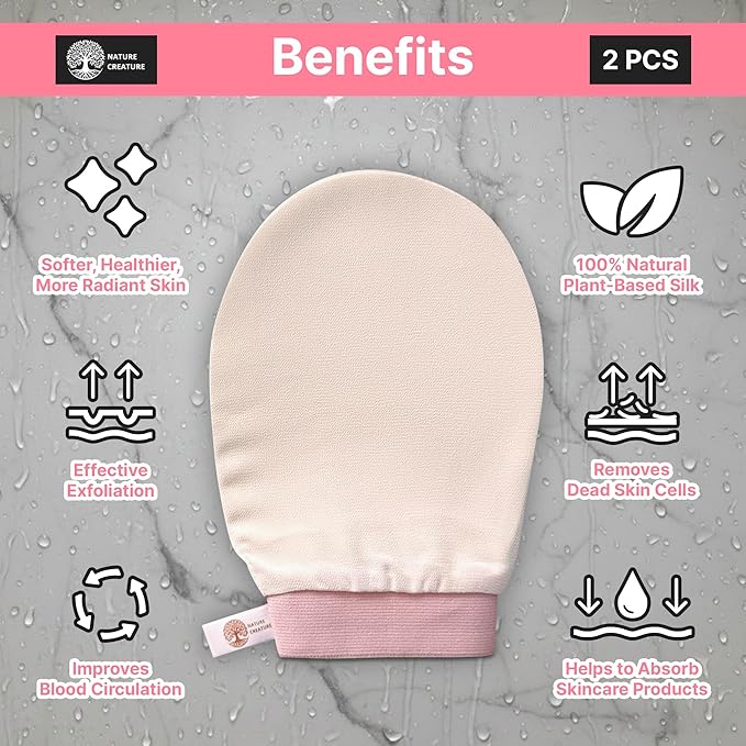 – Vegan Silk Exfoliating Glove for Face, and Hands | Natural Body Scrubber for - Image 2