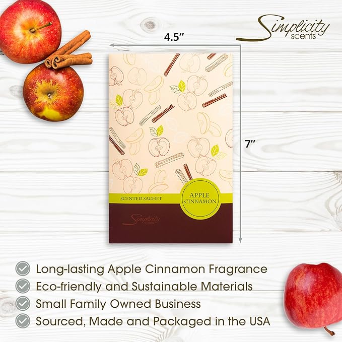 Simplicity Scents Apple Cinnamon Scented Sachets Pack of 6, Fall & Winter - Image 3