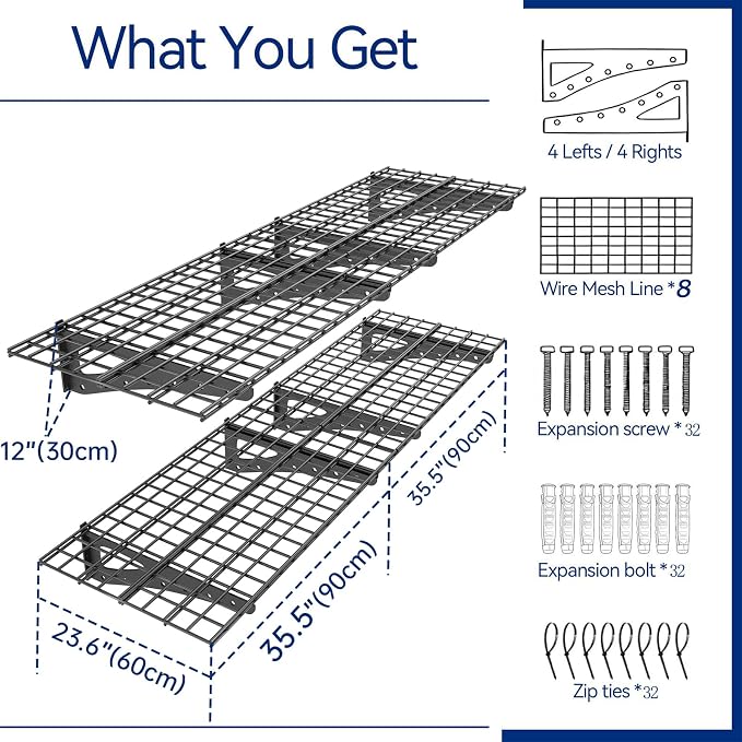 2-Pack Garage Wall Shelving, 2x6ft Walls Shelf Storage Rack, Sturdy Walls - Image 3