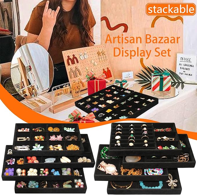 Jewelry Organizer Drawer 8 Set Jewelry Boxes Velvet Jewelry Drawer Organizer - Image 5