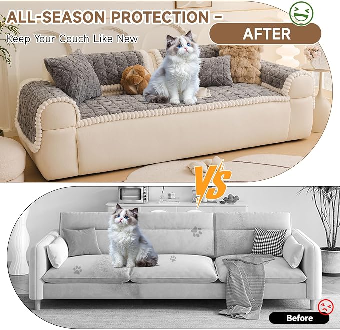 OTOB Couch Covers for 3 Cushion Couch Sofa Pet Friendly, Washable & Non Slip - Image 3