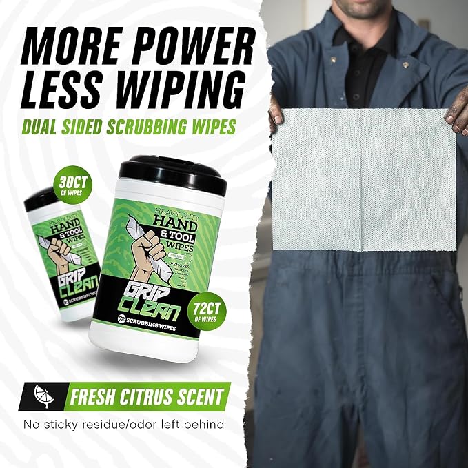 Grip Clean Heavy Duty Hand & Tool Cleaning Wipes – Waterless Hand Cleaner - Image 7