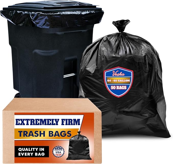 Veska 65 Gallon Trash Bags for Toter, Extra Large 64 Gallon Heavy Duty by Veska