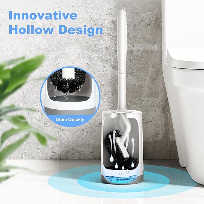 HAMITOR Toilet Bowl Brush Holder Set: Curved Design - Image 4