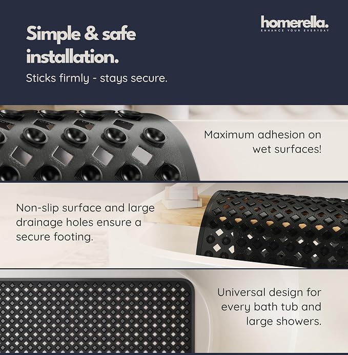 homerella® Bathtub Mat Non Slip 35x16, Incl. Hooks - Image 4