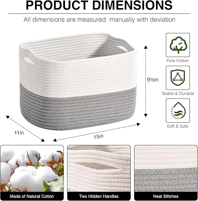 Woven Cotton Rope Storage Basket - Image 2
