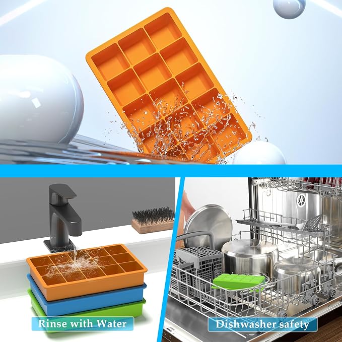 Ice Cube Tray, 3 Pack Silicone Ice Tray Easy-Release Flexible 15 Ice Cube Molds - Image 7