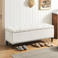 Storage Ottoman 50.2 Inches Upholstered Fabric Storage Ottoman Bench，Button by LivingGiving
