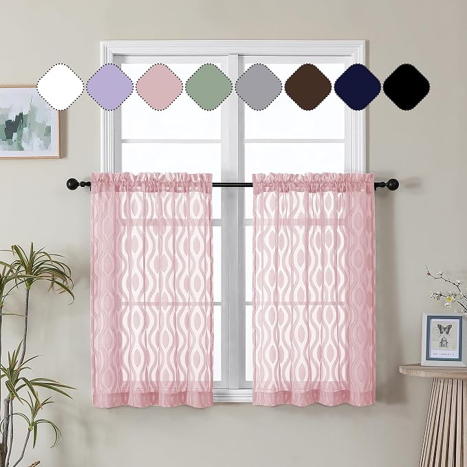 Aiyufeng Blush Pink Curtains Tiers 36 Inch Length 2 Panels Set, Airy by Aiyufeng
