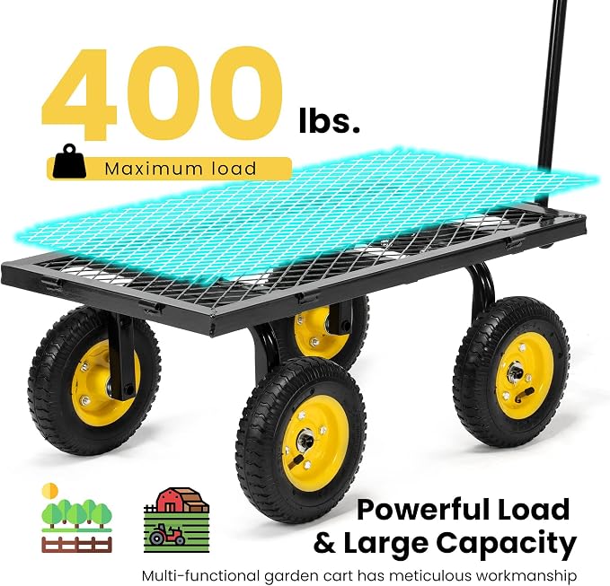 VIVOHOME Heavy Duty 400 Lbs Capacity Mesh Steel Garden Cart Folding Utility - Image 5