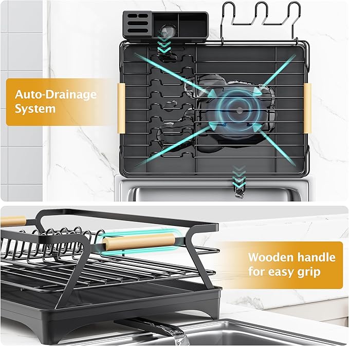 Epicano Dish Drying Rack for Kitchen Counter, Space-Saving Dish Rack, Rustproof - Image 4