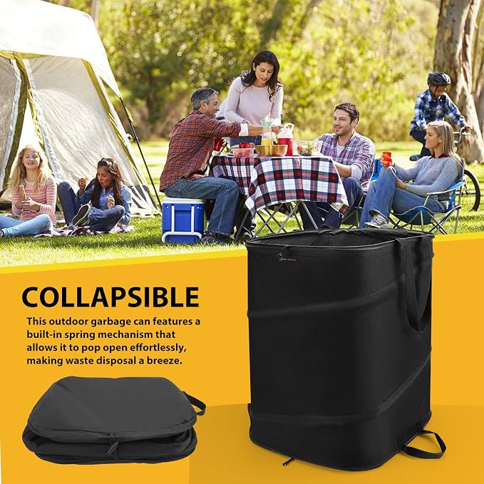 YUDI & GARDEN 46 Gallon Square Collapsible Yard Waste Bin｜Collapsible Trash - Image 4