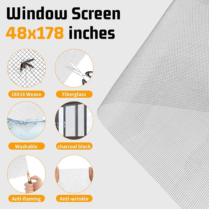 Window Screen Replacement, Screen Door Repair Kit, Including 50 FT - Image 3